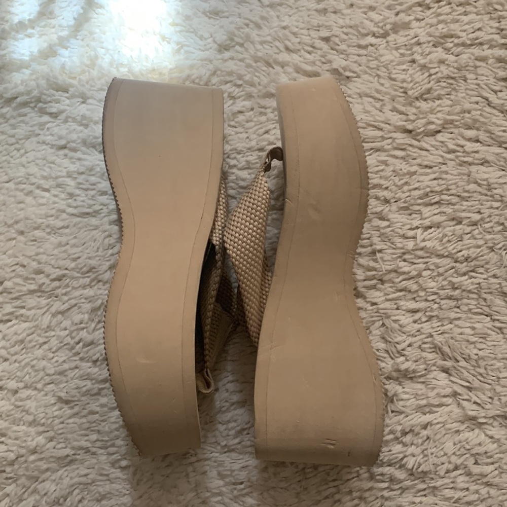 VINTAGE 90s Y2k Cream Platform Flip Flops